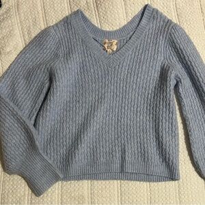 Hippie Rose Light Blue V-Neck Sweater